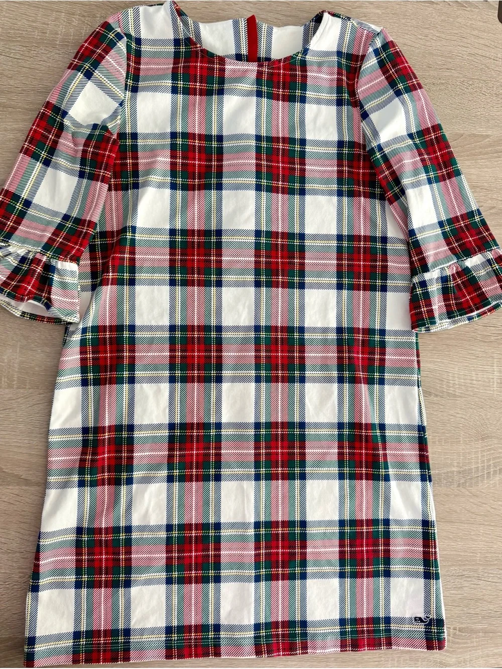 Vineyard Vines Red, White & Blue Plaid Ruffle-Sleeve Dress
